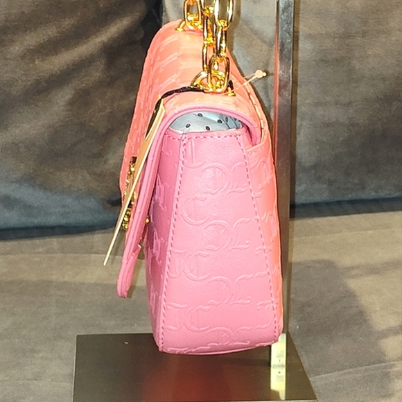 NWT JUICY COUTURE BLING BLING FLAP PINK LEMONADE MONOGRAM EMBOSSED CROSSBODY BAG - Picture 11 of 15